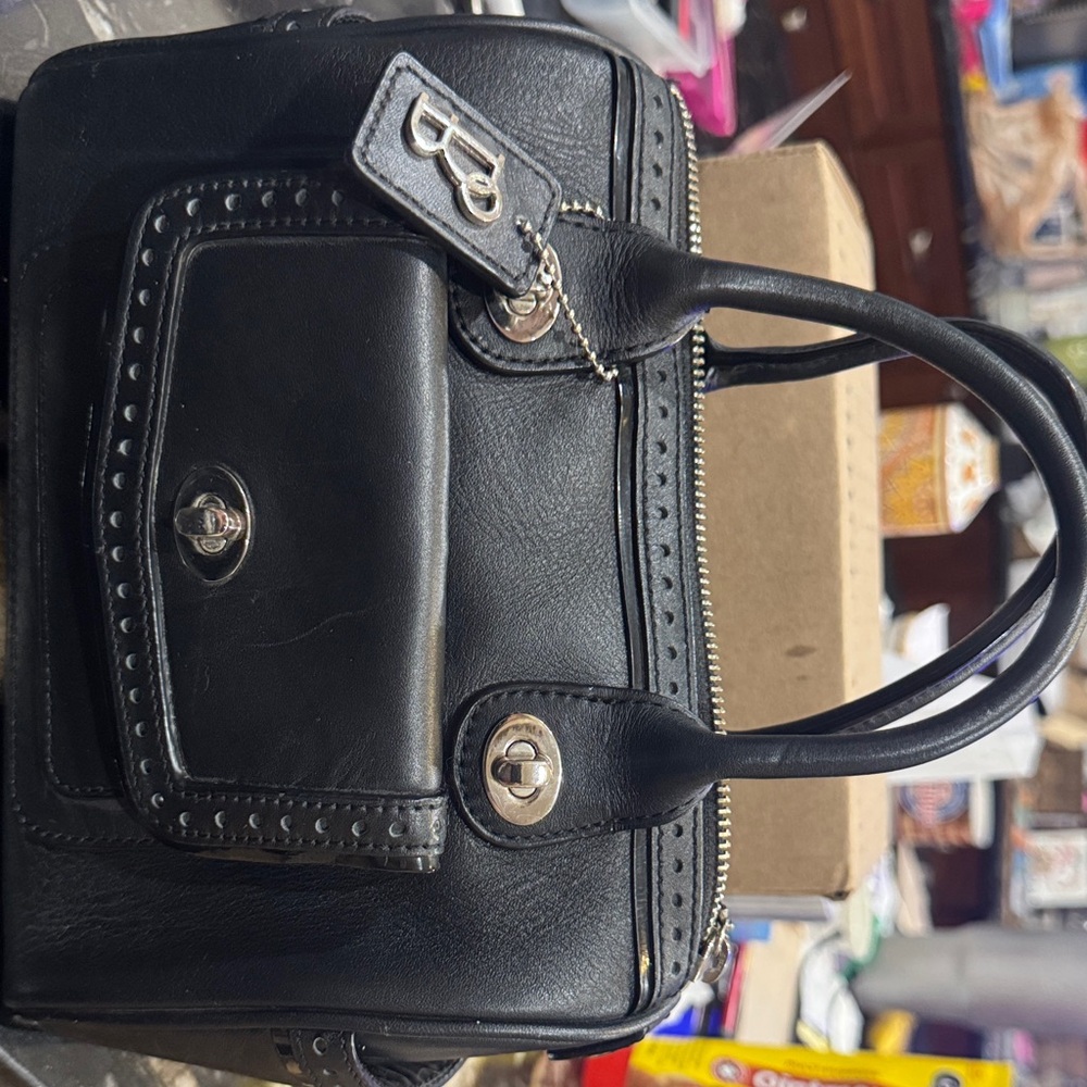 Chic Black Mini Bag with Silver Accents